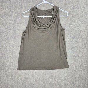 New York & Company Womens Sleeveless Cowl Neck Tank Top Taupe Size M Rayon